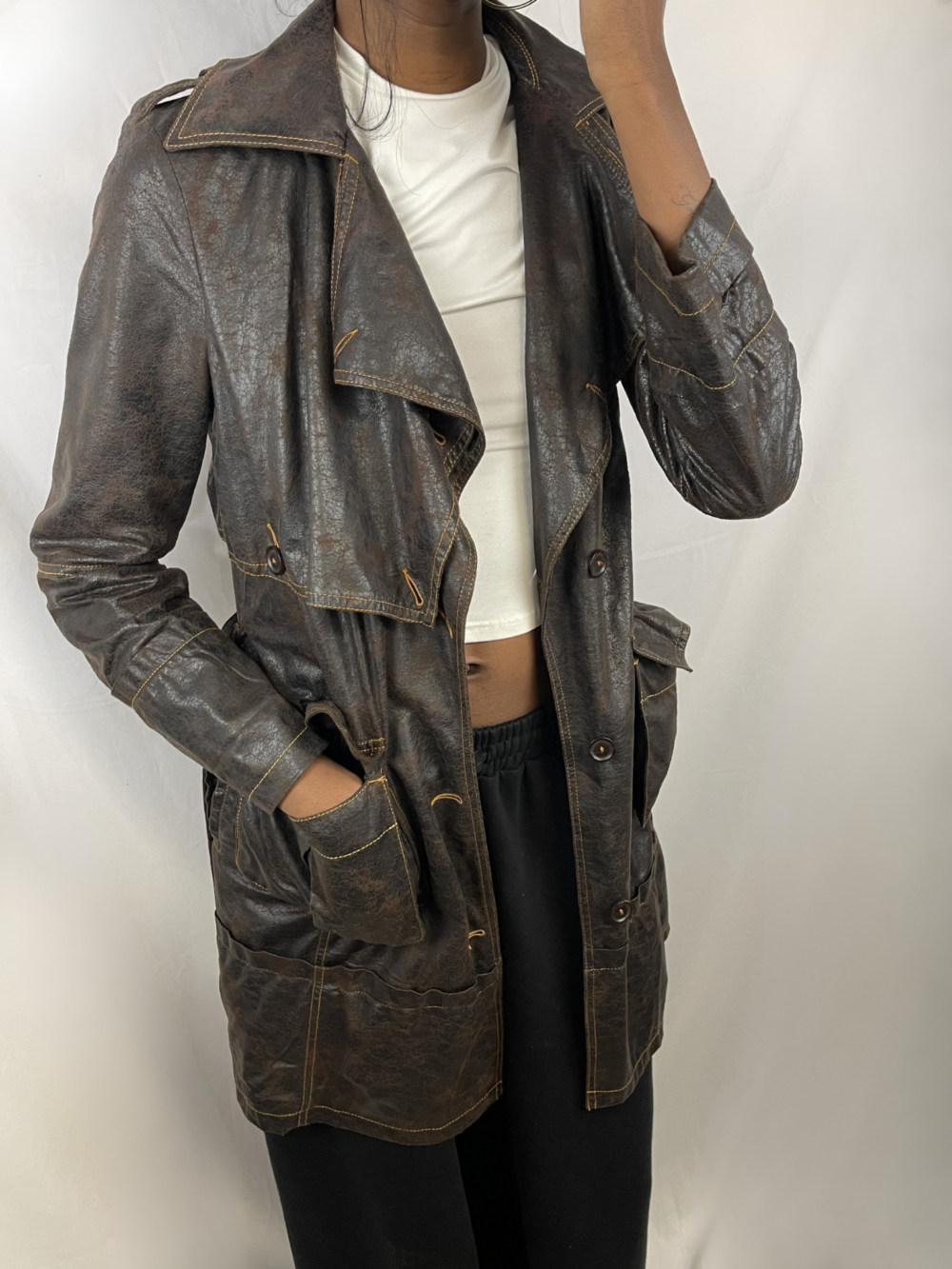 Long Leather Jacket Plein Sud, photo 4