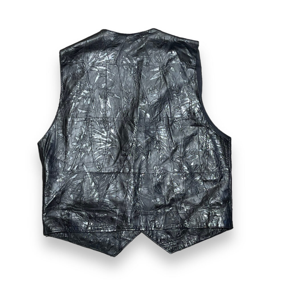 Leather Black Floral Vest, photo 2