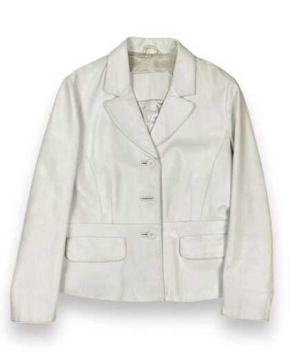 Leather Blazer White