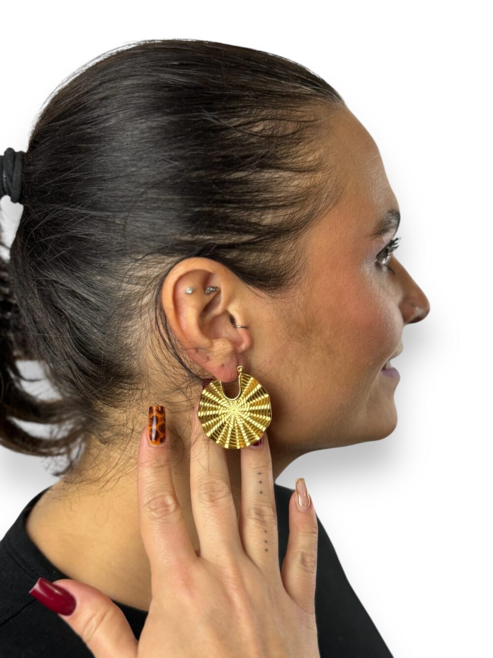 Gold Chinese Fan Earing, photo 1