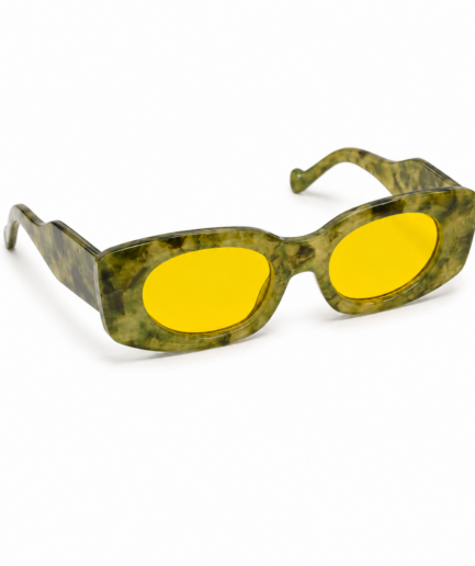 Lunettes Carrées Vertes Et Jaune