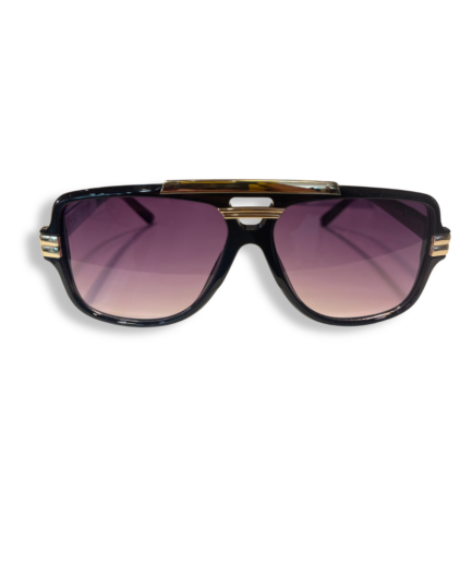 Lunettes aviateur noires et dorées verres dégradés mauves
