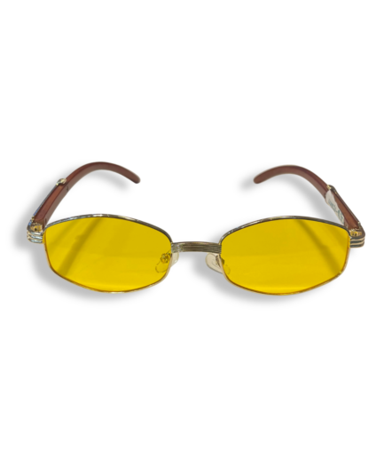 Lunettes Rectangulaires Sans Monture Verres Jaunes Monture Dorée Fine