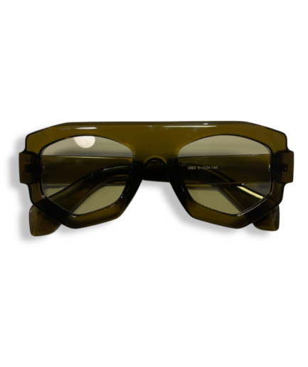 Lunettes Rectangulaires Kaki Verres Transparents