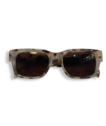 Lunettes Carrées Écaille Blanc Noir Verres Marron