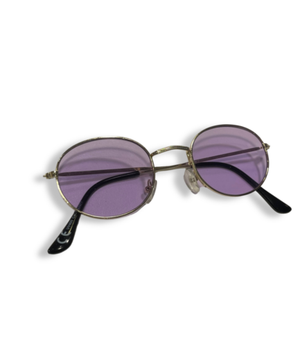 Lunettes Rondes Verres Mauves Monture Dorée