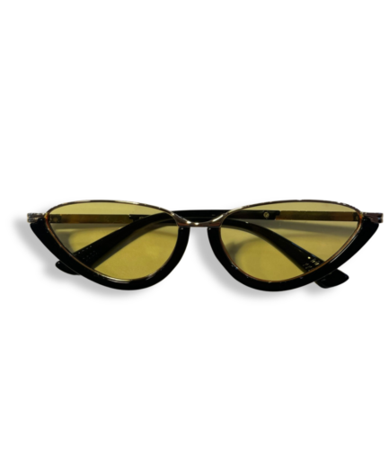 Lunettes Œil De Chat Noires Pont Doré Verres Jaunes