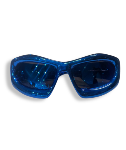 Lunettes Oversize Bleues Chromées