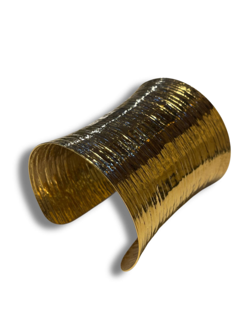 Bracelet Manchette Dorée Martelée, photo 3