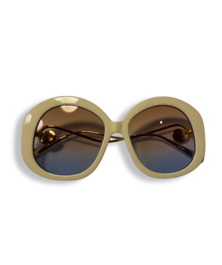 Lunettes Rondes Oversize Blanches Verres Marron