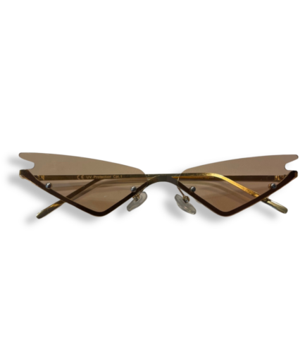 Lunettes Triangulaires Verres Marron Monture Dorée