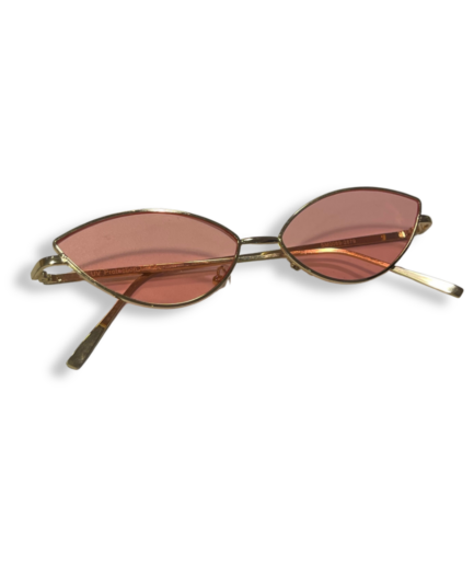 Lunettes Œil De Chat Verres Roses Monture Dorée