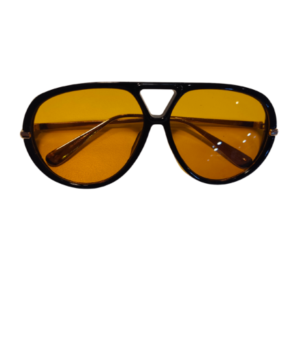 Pauline - Lunettes Aviateur Noires Verres Jaunes