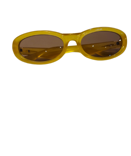 Zoé - Lunettes Ovales Jaunes Verres Marron